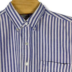 American Weekend Vintage Button Down Poplin‎ Shirt Mens Large Blue White Striped